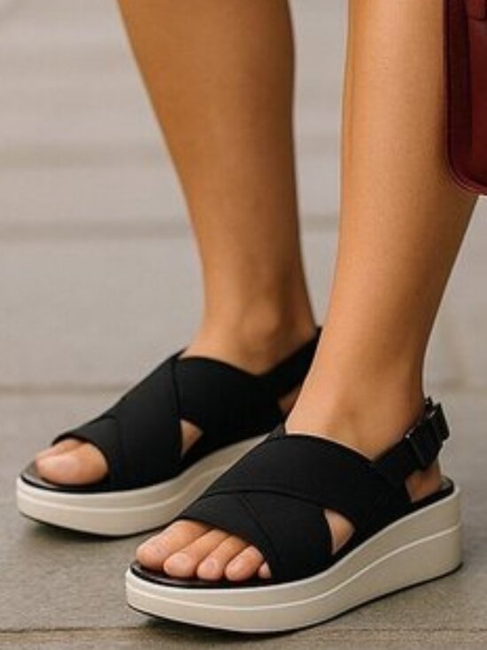 Vagabond Shoes - VAGABOND Daria Chunky Platform Sandals 37 Slingback Neoprene CrissCross 7 Wedges